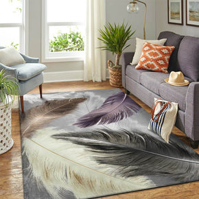 05 Feathers Patterned Modern Area Rugs Polyester Carpets for Dining Room Office Bedroom Living Room Hall
