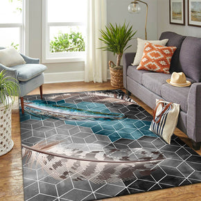 06 Feathers Patterned Modern Area Rugs Polyester Carpets for Dining Room Office Bedroom Living Room Hall