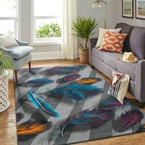 07 Feathers Patterned Modern Area Rugs Polyester Carpets for Dining Room Office Bedroom Living Room Hall
