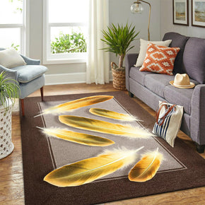 15 Feathers Patterned Modern Area Rugs Polyester Carpets for Dining Room Office Bedroom Living Room Hall