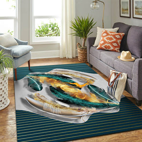 19 Feathers Patterned Modern Area Rugs Polyester Carpets for Dining Room Office Bedroom Living Room Hall