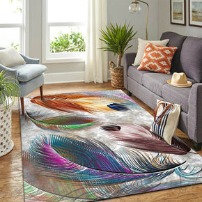 24 Feathers Patterned Modern Area Rugs Polyester Carpets for Dining Room Office Bedroom Living Room Hall