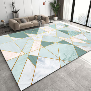 Green Geometric Pattern Modern Area Rugs Polyester Carpets for Dining Room Office Bedroom Living Room Hall