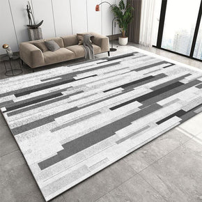 Grey White Stripes Pattern Modern Area Rugs Polyester Carpets for Dining Room Office Bedroom Living Room Hall