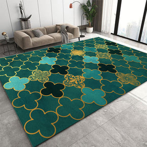 Green Flower Shape Pattern Modern Area Rugs Polyester Carpets for Dining Room Office Bedroom Living Room Hall