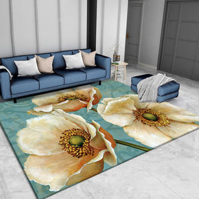 Beige Pastoral Style Flowers Pattern Rugs for Living Room Dining Room Bedroom Hall
