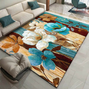 Pastoral Style Water Ink Flowers Pattern Rugs for Living Room Dining Room Bedroom Hall