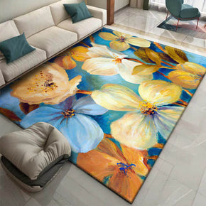Multi-color Pastoral Style Water Ink Flowers Pattern Rugs for Living Room Dining Room Bedroom Hall