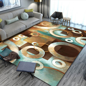 Circles Geometric Pattern Rugs for Living Room Dining Room Bedroom Hall