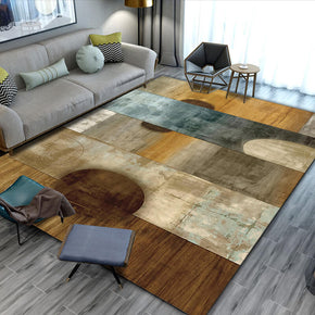 Brown Stitching Geometric Pattern Rugs for Living Room Dining Room Bedroom Hall