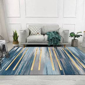 Blue Striped Area Carpets for Living Room Dining Room Bedroom