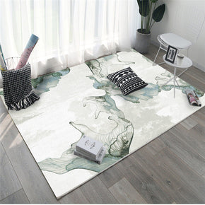Green Abstract Printed Area Carpets for Living Room Dining Room Bedroom