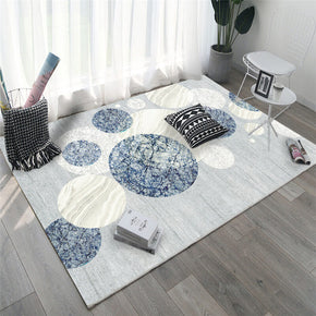 Blue White Circle Pattern Printed Area Carpets for Living Room Dining Room Bedroom