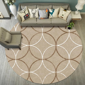 Brown Circle Pattern Carpet Floor Mat for Living Room Dining Room Kids room