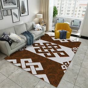 Brown Retro Geometric Rugs for Living Room Dining Room Bedroom Hall