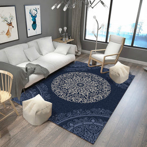 Blue Vintage Printed Pattern Simplicity Rugs for Living Room Dining Room Bedroom Hall