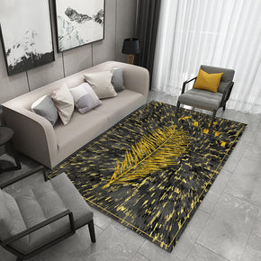 Golden Leaf Pattern Modern Rugs for Living Room Dining Room Bedroom Hall