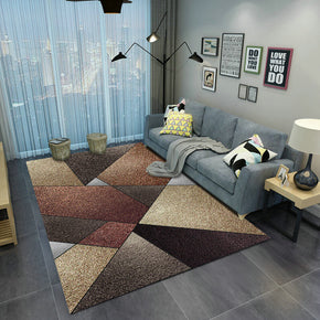Brown Splicing Geometric Pattern Modern Simplicity Rugs for Living Room Dining Room Bedroom Hall