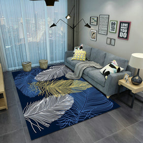 Blue White Feathers Pattern Modern Simplicity Rugs for Living Room Dining Room Bedroom Hall