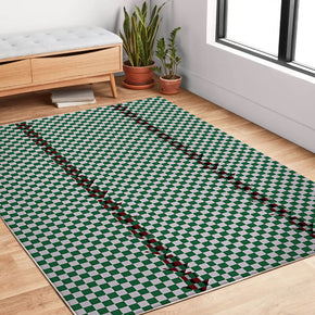 Green Checkerboard Pattern Modern Creative Carpet Rugs for Living Room Dining Room Bedroom Hall