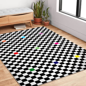 Black White Checkerboard Pattern Modern Creative Carpet Rugs for Living Room Dining Room Bedroom Hall