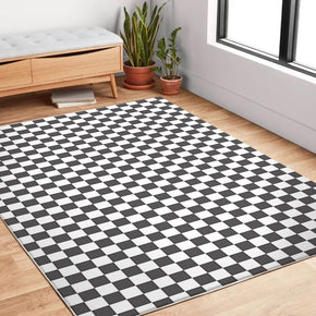 Grey White Checkerboard Pattern Modern Creative Carpet Rugs for Living Room Dining Room Bedroom Hall