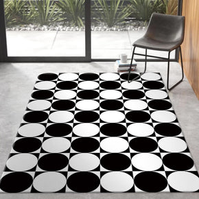 04 Creative Three-dimensional Black and White Grid Pattern Modern Geometric Rugs for Living Room Dining Room Bedroom Hall