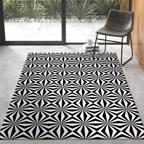 05 Creative Three-dimensional Black and White Grid Pattern Modern Geometric Rugs for Living Room Dining Room Bedroom Hall