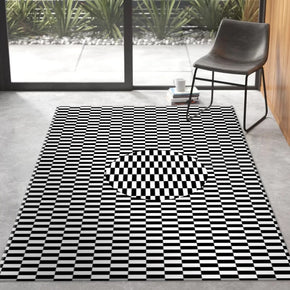 06 Creative Three-dimensional Black and White Grid Pattern Modern Geometric Rugs for Living Room Dining Room Bedroom Hall