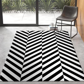 07 Creative Three-dimensional Black and White Grid Pattern Modern Geometric Rugs for Living Room Dining Room Bedroom Hall