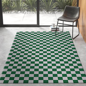 Creative Three-dimensional Green and White Grid Pattern Modern Geometric Rugs for Living Room Dining Room Bedroom Hall