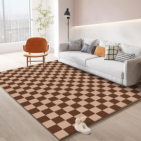 Brown Lattice Pattern Modern Geometric Rugs for Living Room Dining Room Bedroom Hall
