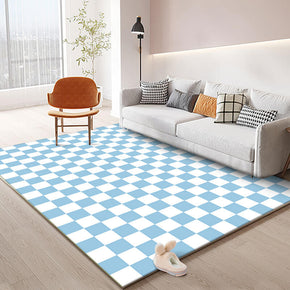 Blue Lattice Pattern Modern Geometric Rugs for Living Room Dining Room Bedroom Hall