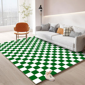 Dark Green Lattice Pattern Modern Geometric Rugs for Living Room Dining Room Bedroom Hall