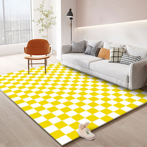 Yellow Lattice Pattern Modern Geometric Rugs for Living Room Dining Room Bedroom Hall