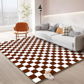 Brown White Lattice Pattern Modern Geometric Rugs for Living Room Dining Room Bedroom Hall