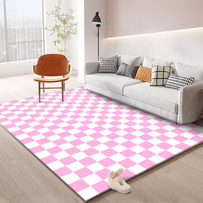 Pink Lattice Pattern Modern Geometric Rugs for Living Room Dining Room Bedroom Hall