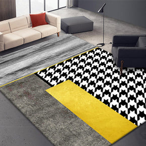 Black Abstract Splicing Mosaic Lattice Pattern Modern Rugs for Living Room Dining Room Bedroom Hall 07