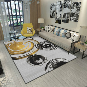 Black Gold Annual Ring Pattern Area Rugs for Living Room Dining Room Bedroom Hall