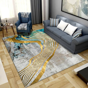 Abstract Golden Lines Pattern Area Rugs for Living Room Dining Room Bedroom Hall