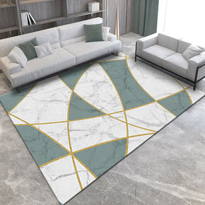 White Marble Pattern Green Geometric Modern Rugs for Living Room Dining Room Bedroom Hall
