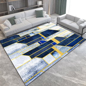 Blue Abstract Geometric Pattern Modern Rugs for Living Room Dining Room Bedroom Hall