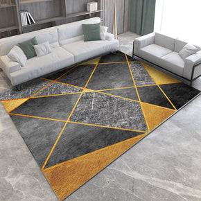 Yellow Grey Geometric Pattern Modern Rugs for Living Room Dining Room Bedroom Hall