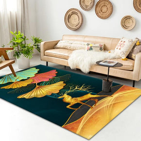 Colorful Ginkgo Leaves and Fawn Pattern Modern Simple Rugs For Living Room Dining Room Bedroom