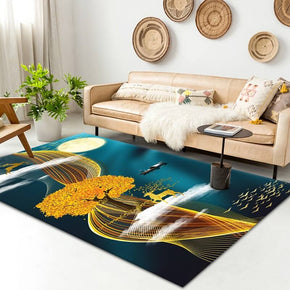 Yellow Ribbon And Landscape Pattern Modern Simple Rugs For Living Room Dining Room Bedroom