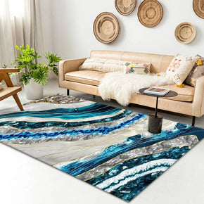 Abstract Blue River Pattern Modern Simple Rugs For Living Room Dining Room Bedroom