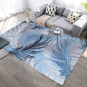 Blue Leaves Pattern Modern Simple Rugs for Living Room Dining Room Bedroom