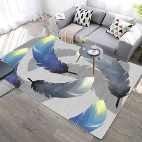 Blue-gray Feathers Pattern Modern Simple Rugs for Living Room Dining Room Bedroom