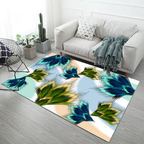 Brilliant Blue-green Feathers Pattern Modern Simple Rugs for Living Room Dining Room Bedroom