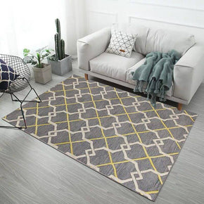 Grey Crossed Geometric Figures Modern Simple Rugs for Living Room Dining Room Bedroom